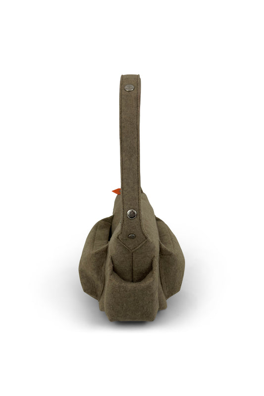 Beige Felt Orb Logo Shoulder Bag