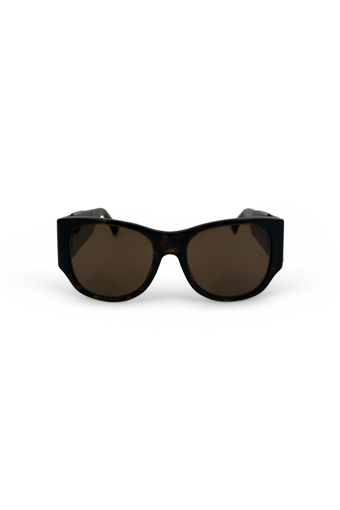 Brown Leather & Acrylic Hidden Mirror Sunglasses