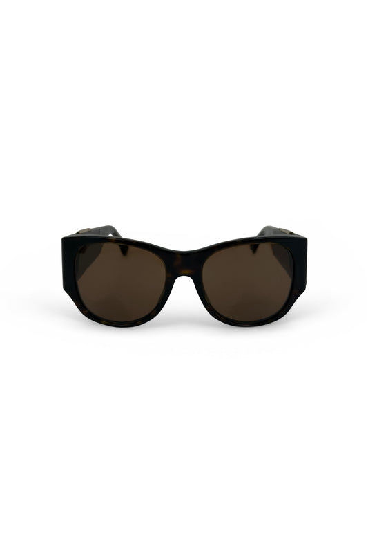 Brown Leather & Acrylic Hidden Mirror Sunglasses
