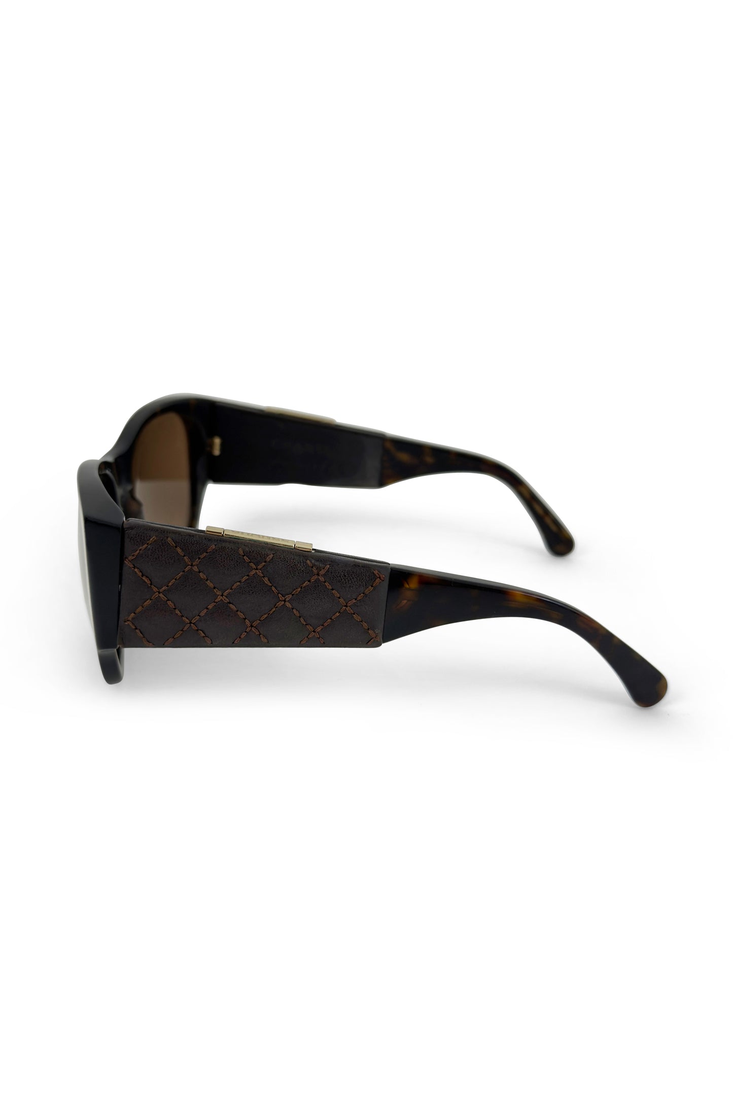 Brown Leather & Acrylic Hidden Mirror Sunglasses