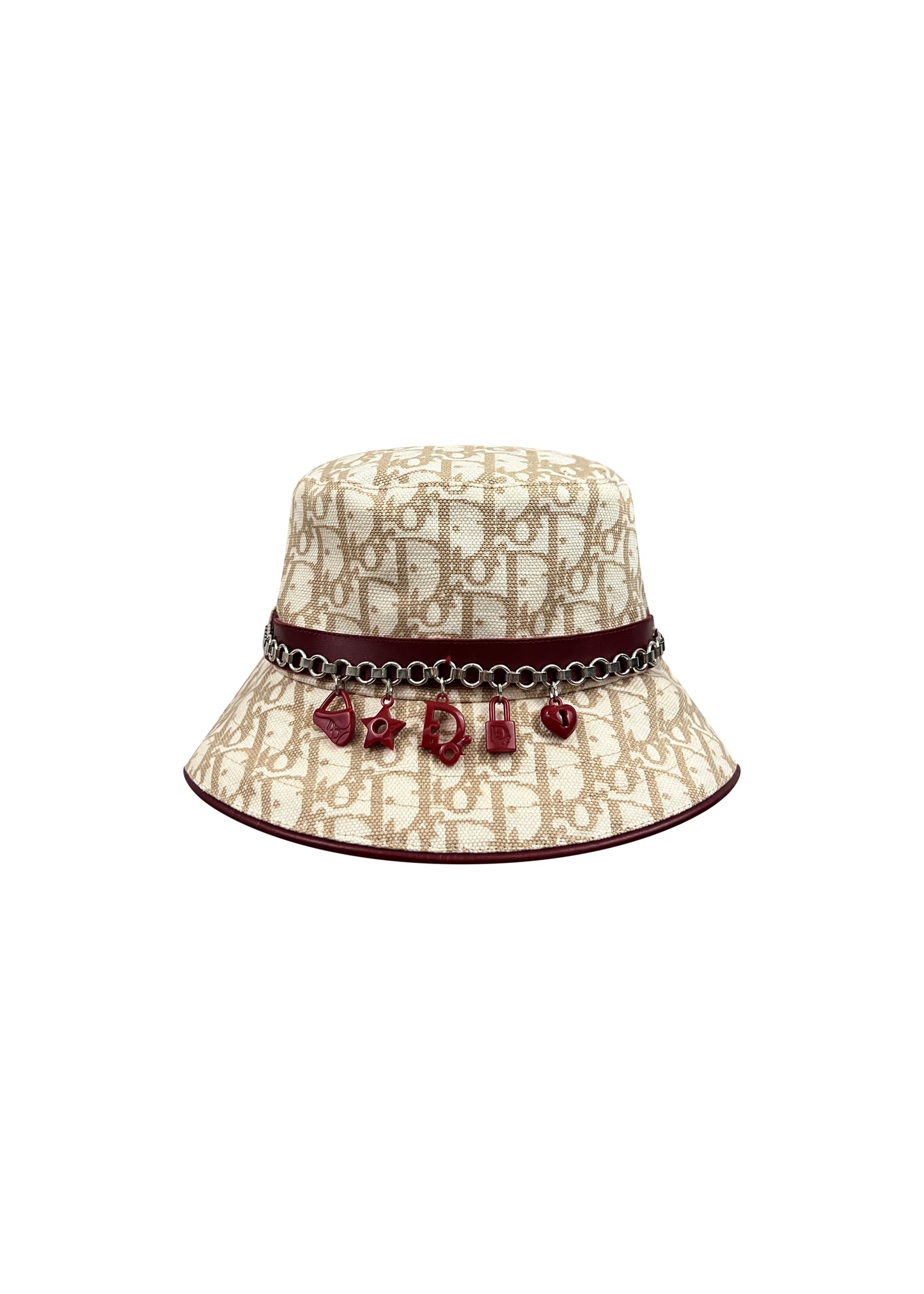 Cream Monogram Bucket Hat with Charms