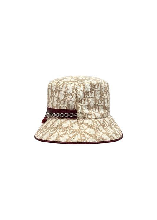 Cream Monogram Bucket Hat with Charms