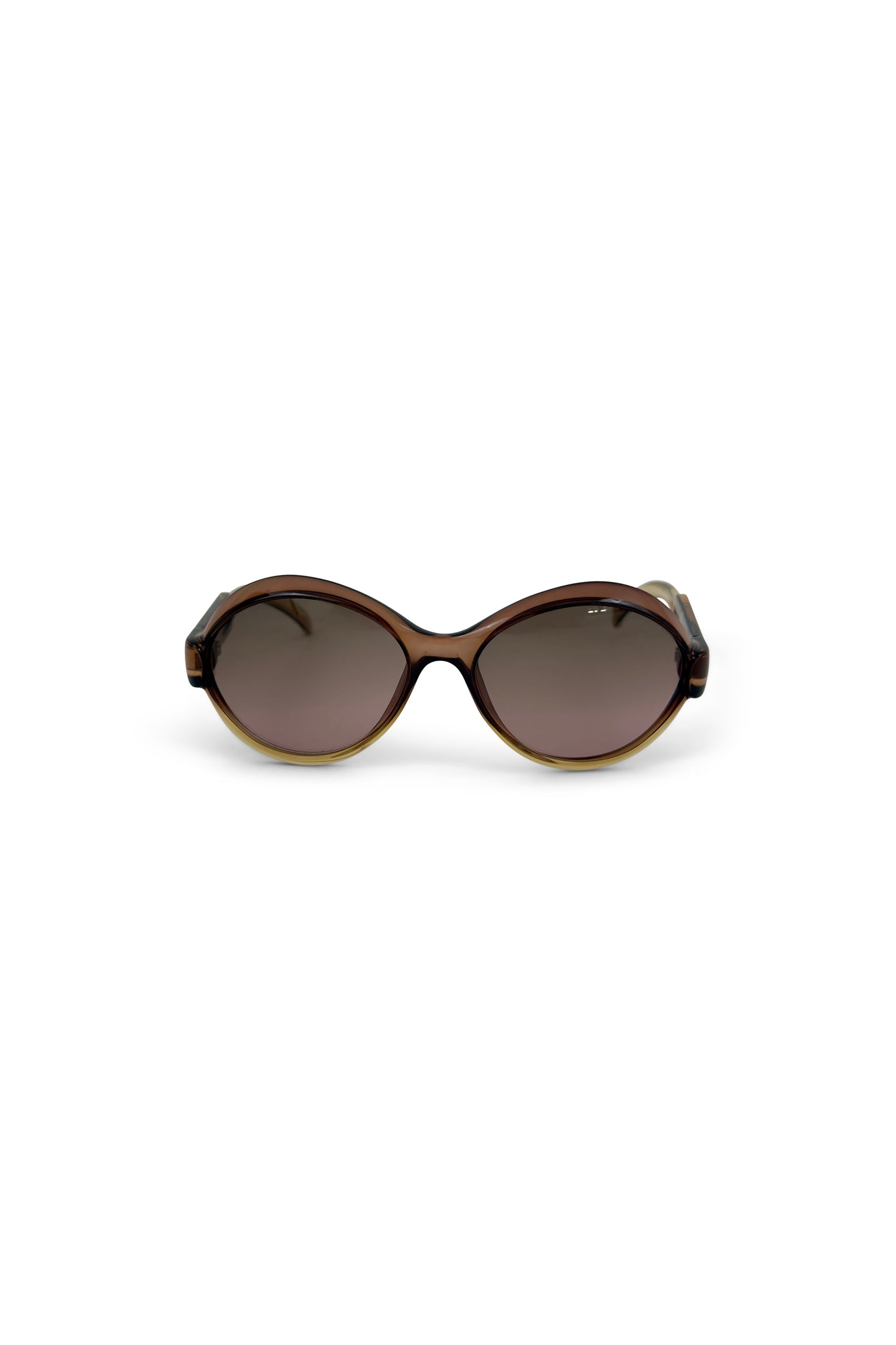 Brown Translucent Gradient Round Sunglasses
