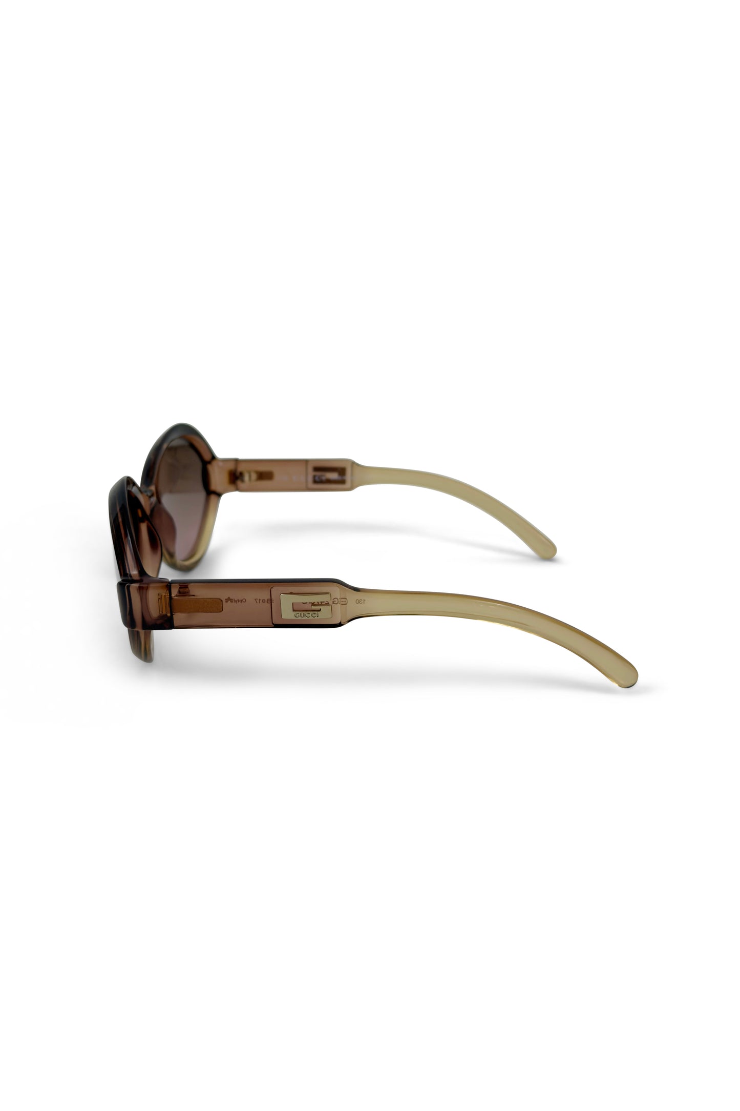 Brown Translucent Gradient Round Sunglasses