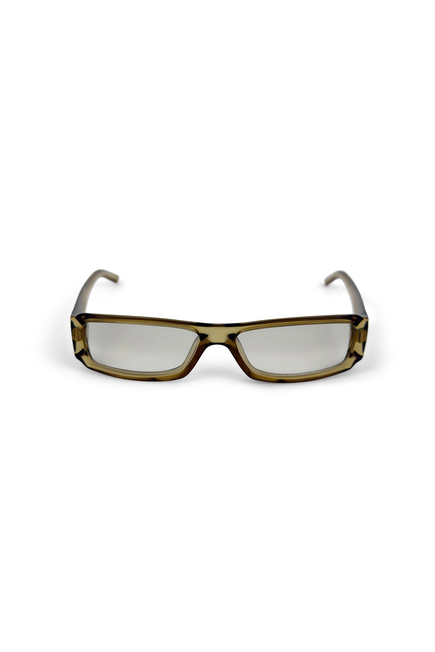 Smoky Transparent Rectangle Clear-Frame Glasses