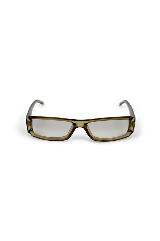 Smoky Transparent Rectangle Clear-Frame Glasses