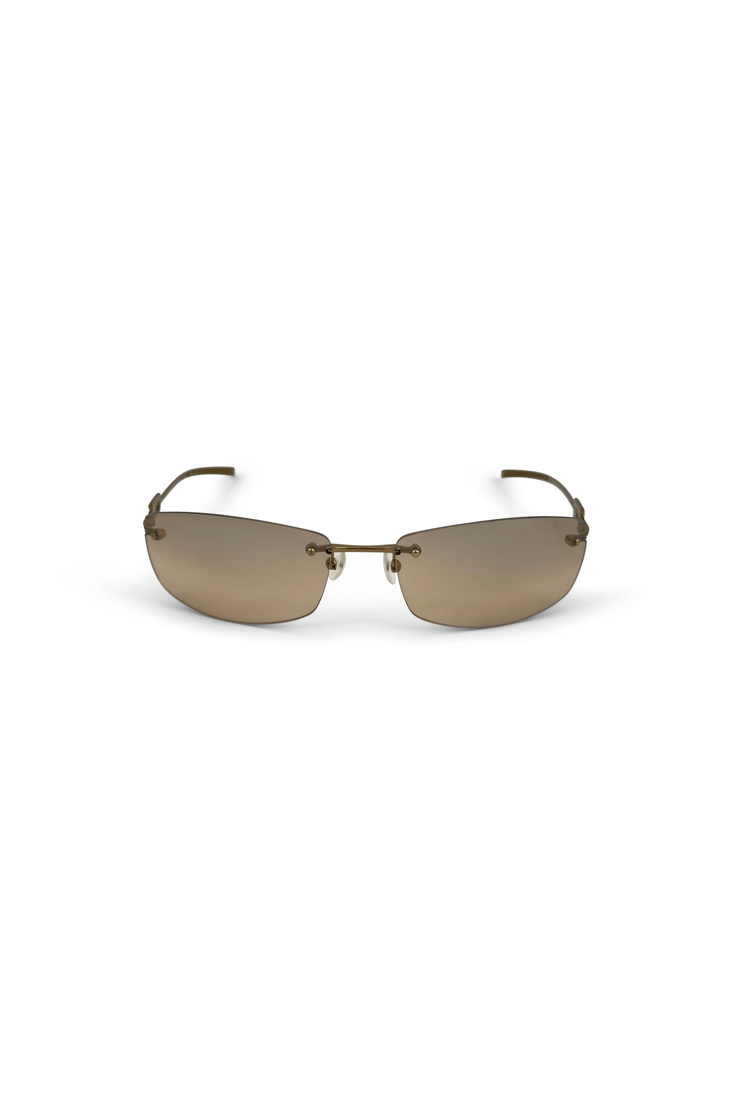Brown & Gold Frameless G Arm Sunglasses