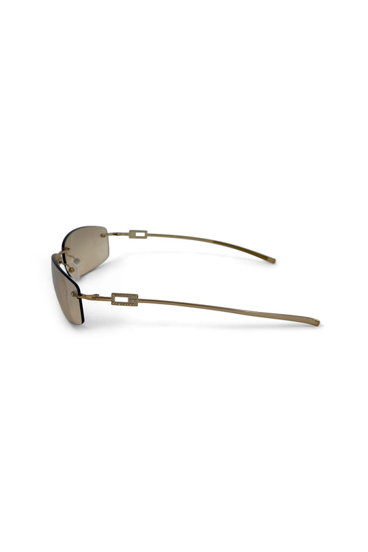 Brown & Gold Frameless G Arm Sunglasses