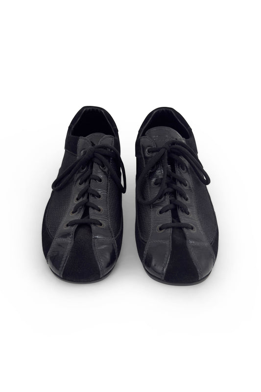 Prada black leather lace-up car shoes from the 2000s.”