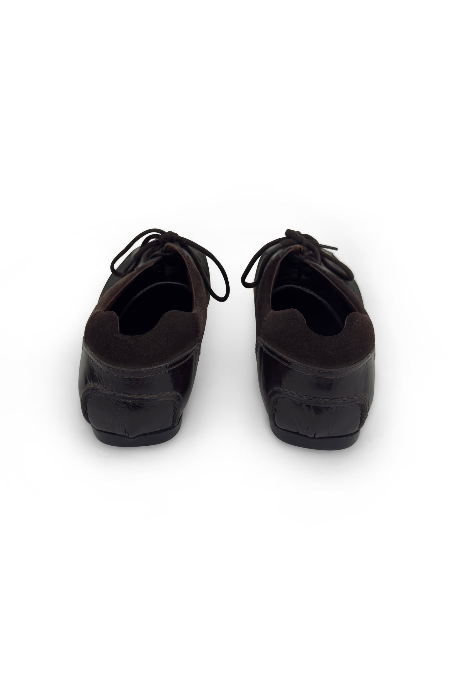 Prada brown leather lace-up car shoes from the 2000s.