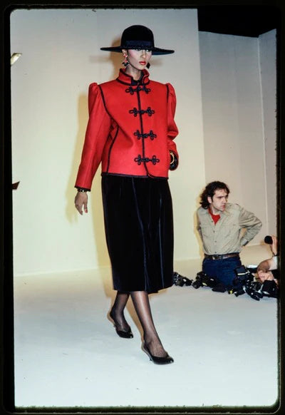 Red Wool Runway Braided Passementerie Toggle Jacket
