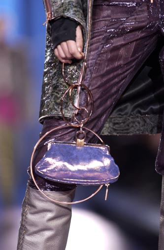 Purple Iridescent Leather Multi Ring Kisslock Bag