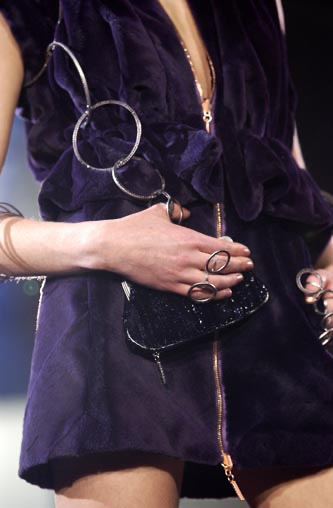 Purple Iridescent Leather Multi Ring Kisslock Bag