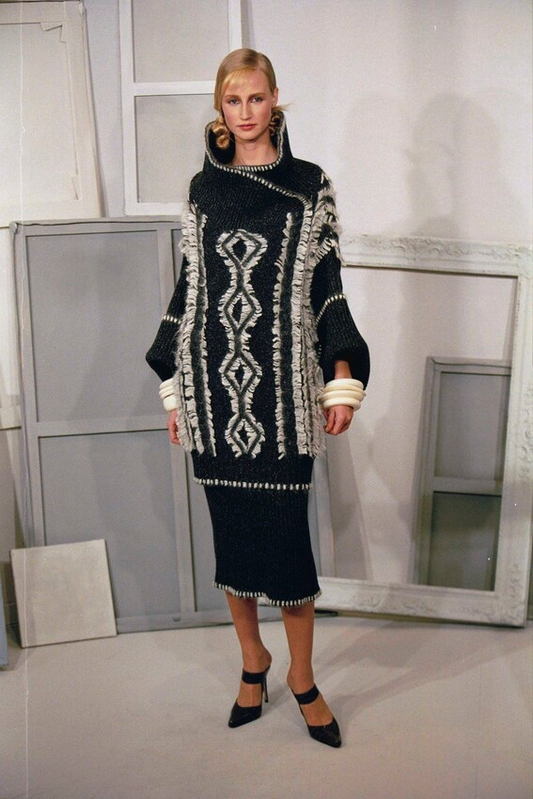 Grey Rib Knit Chenille Trim Set