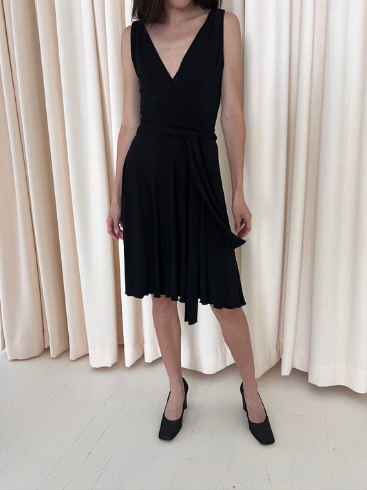 Black Rayon Cheap & Chic Knot Shoulder Dress