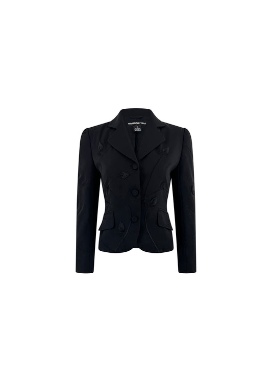 Black 3D Floral Embroidered Jacket