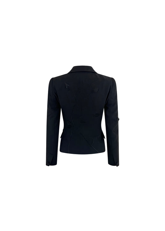 Black 3D Floral Embroidered Jacket