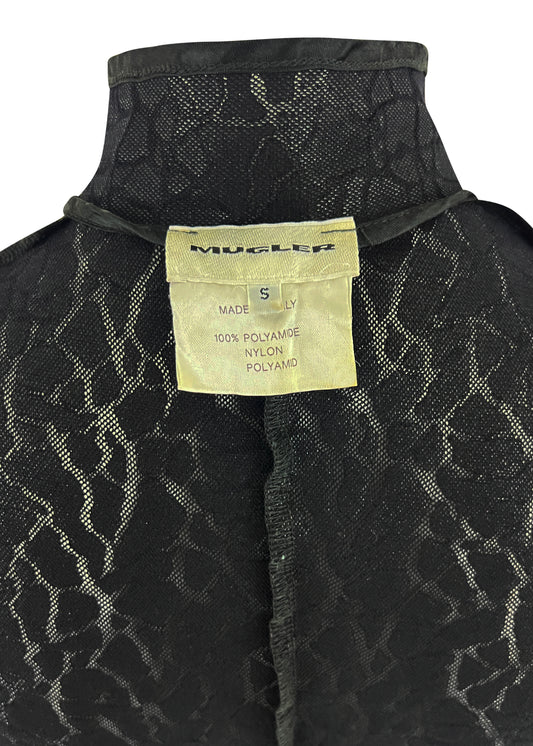 Black Crackle Texture Long Sleeve Bodysuit