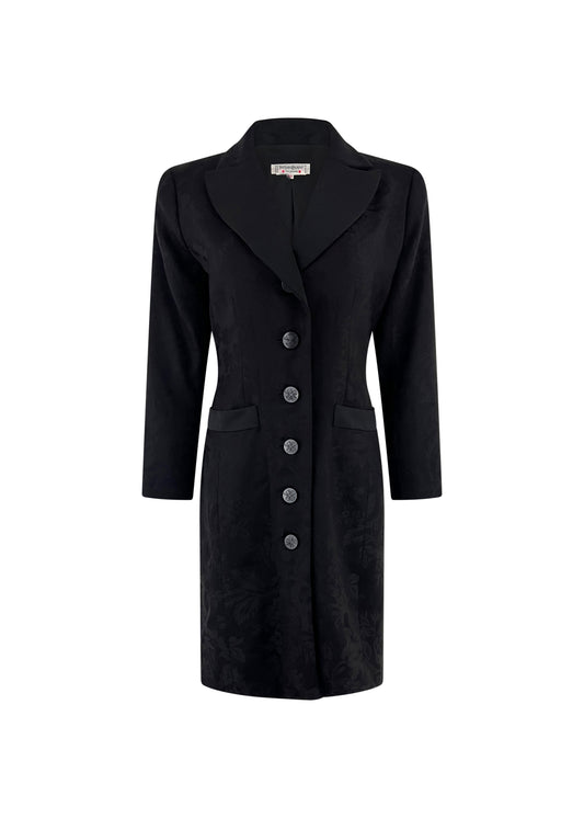 Black Silk Brocade Dress Coat