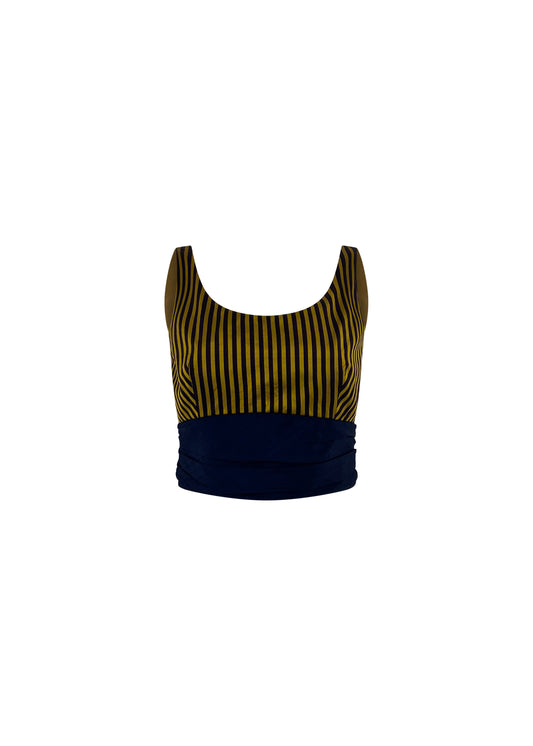 Purple & Yellow Stripe Buckle Top