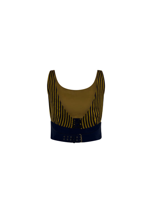 Purple & Yellow Stripe Buckle Top