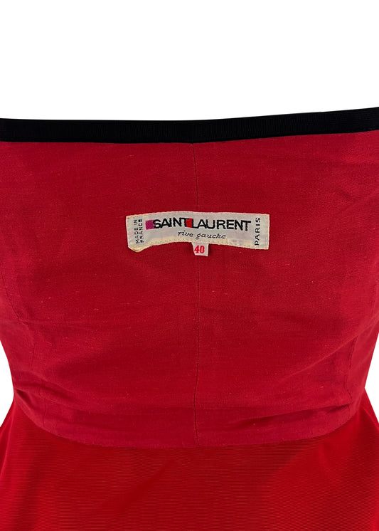 Red Cotton Bustier with Black Trim