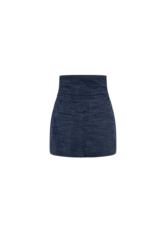 Blue Denim Corseted Mini Skirt