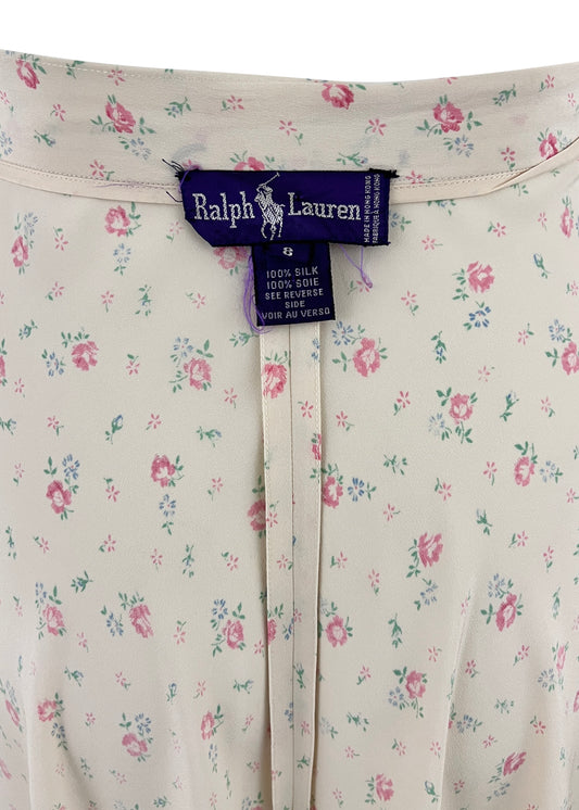 White Silk Floral Purple Label Maxi Skirt