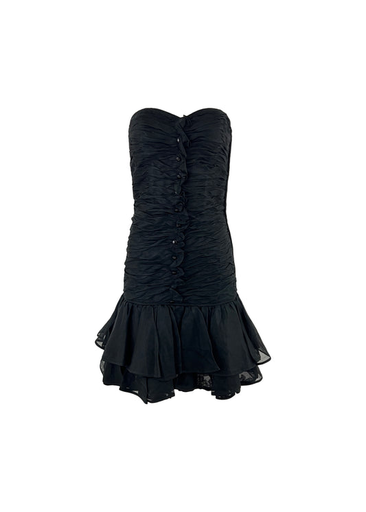 Black Strapless Silk Taffeta Party Dress