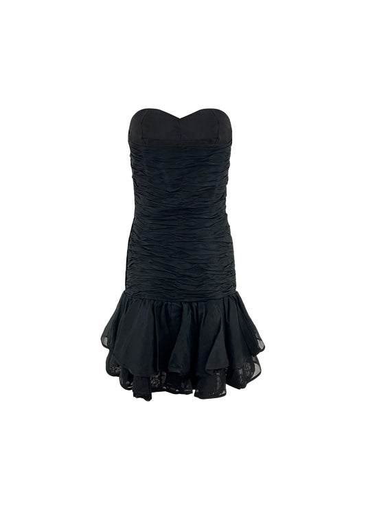 Black Strapless Silk Taffeta Party Dress