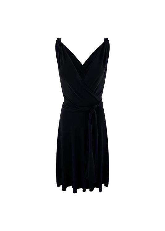 Black Rayon Cheap & Chic Knot Shoulder Dress