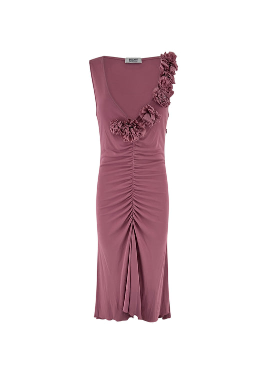 Mauve Cheap & Chic Ruched Roses Midi Dress