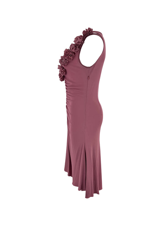 Mauve Cheap & Chic Ruched Roses Midi Dress