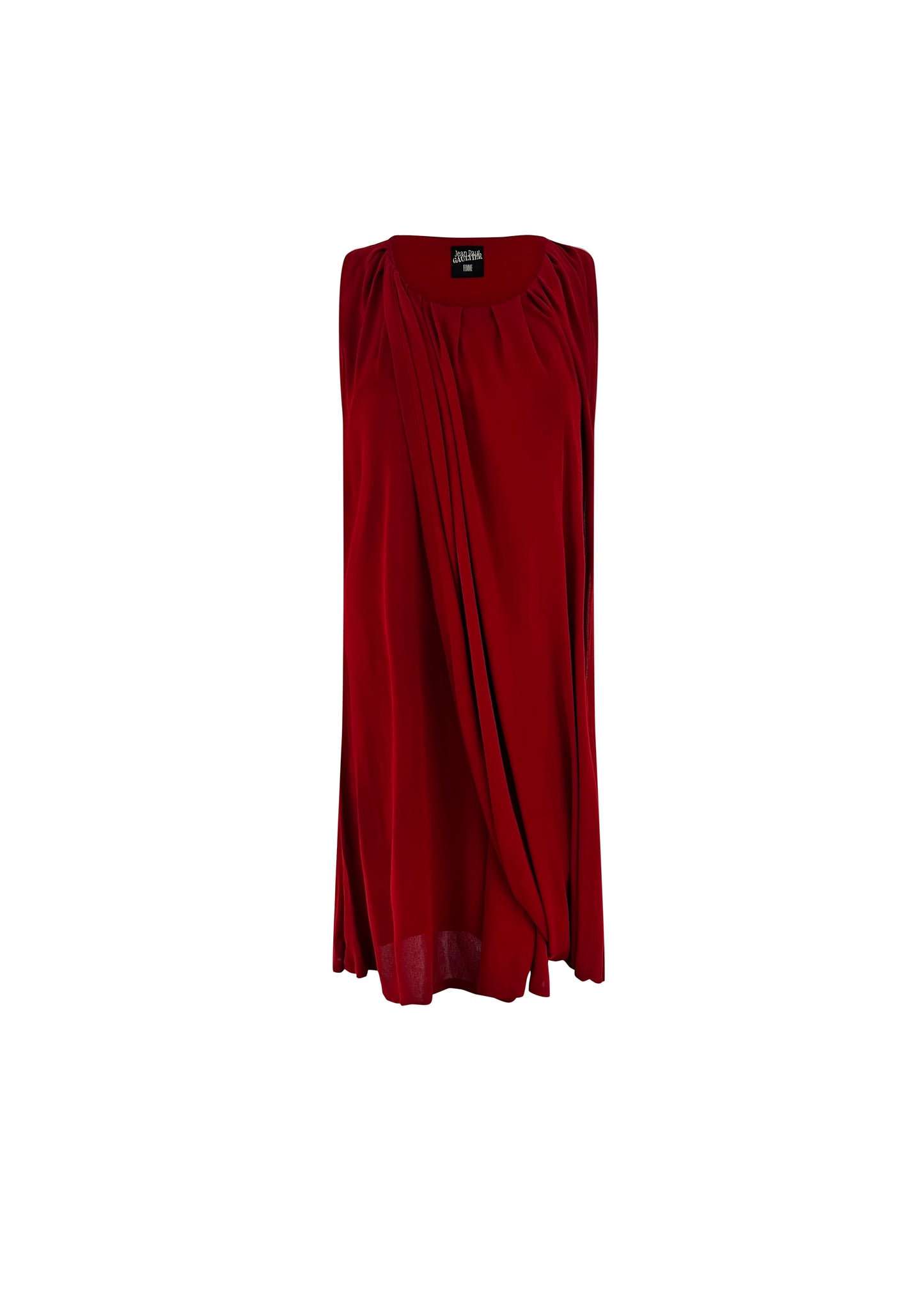 Red Viscose Draped Dress