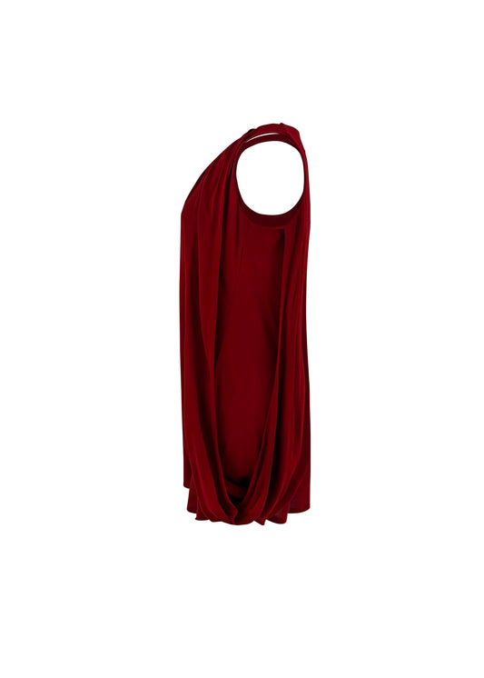 Red Viscose Draped Dress