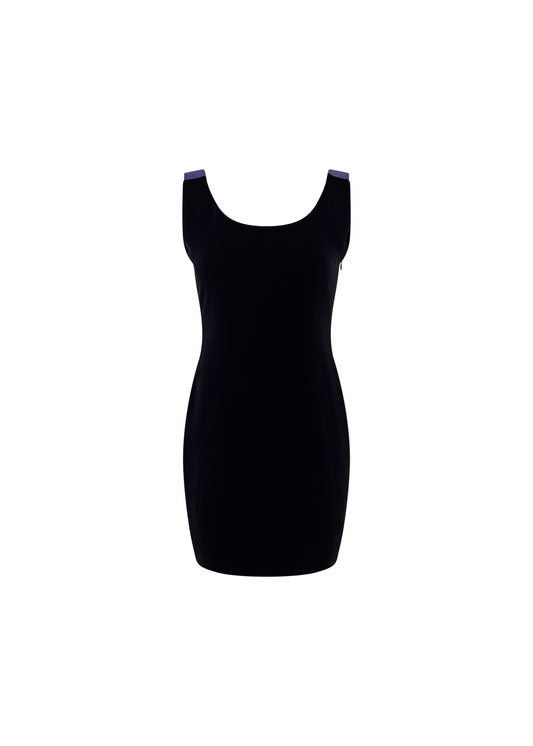 Black Silk Multicolor Strap Dress