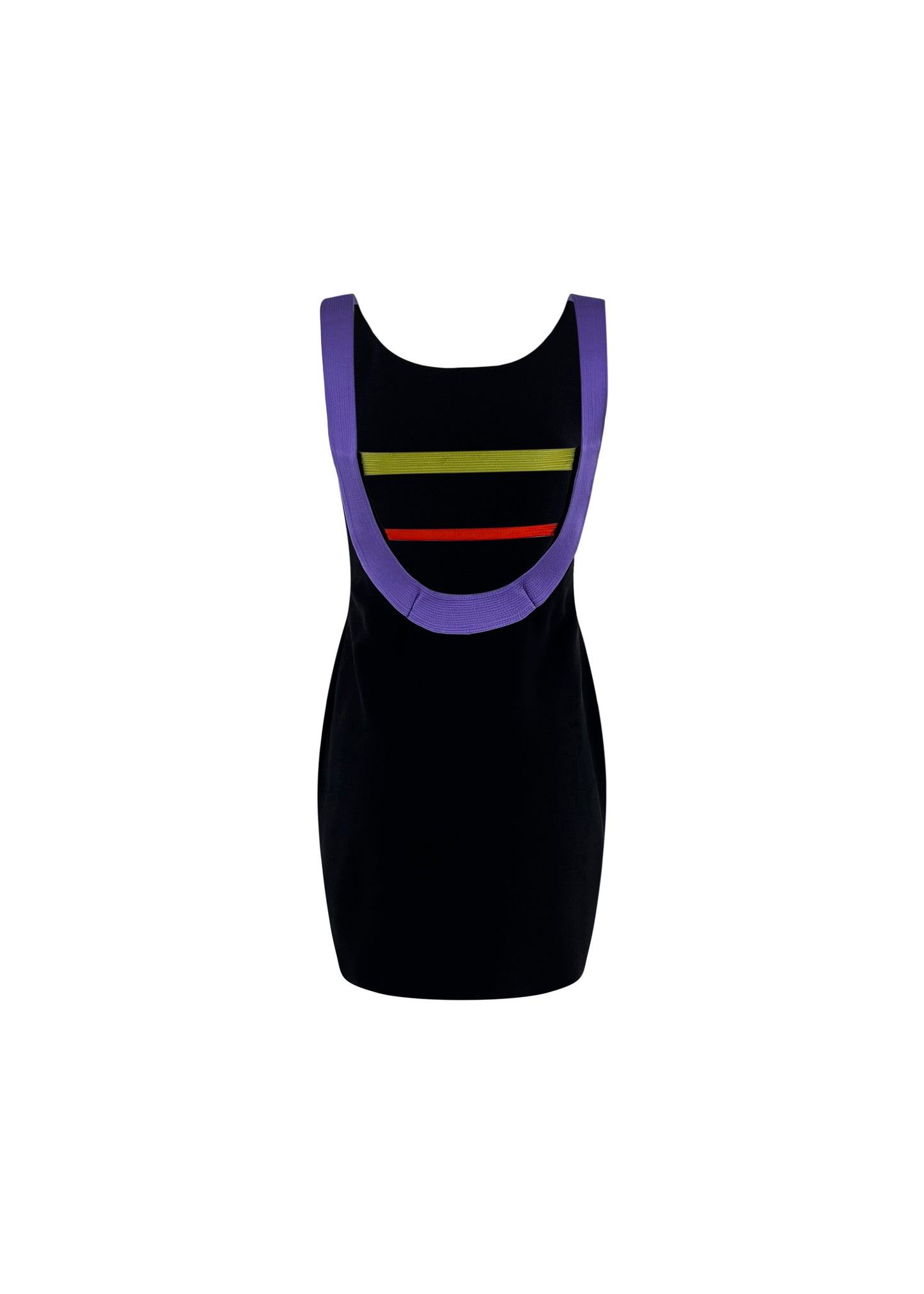 Black Silk Multicolor Strap Dress