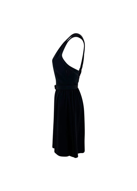 Black Silk Blend Twisted Back Dress