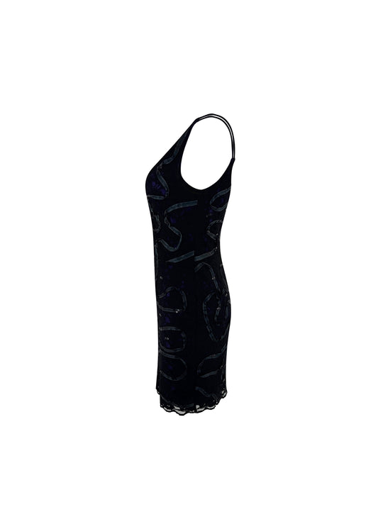 Purple & Black Lace Mini Dress
