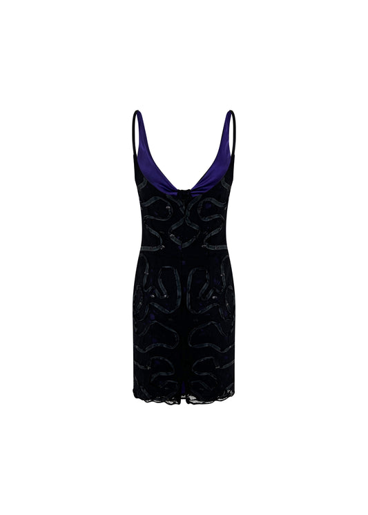 Purple & Black Lace Mini Dress