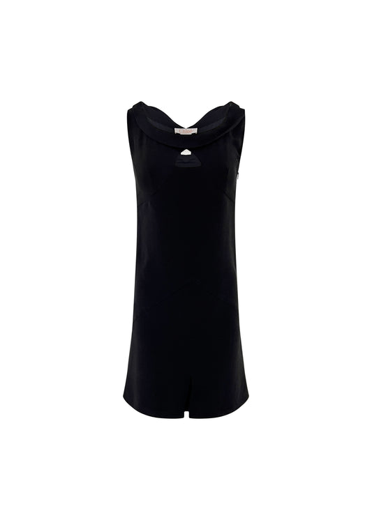 Black Silk Sleeveless Keyhole Dress