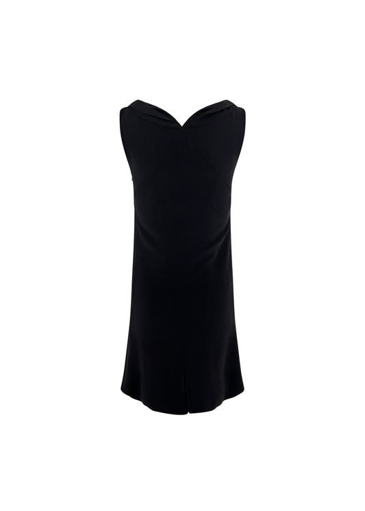Black Silk Sleeveless Keyhole Dress