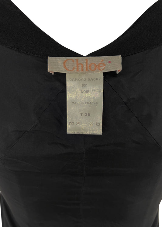 Black Silk Sleeveless Keyhole Dress