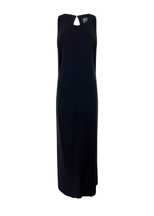 Black Viscose Slit Back Maxi Dress