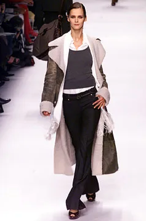 Grey Distressed Leather Shearling Coat